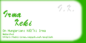 irma keki business card